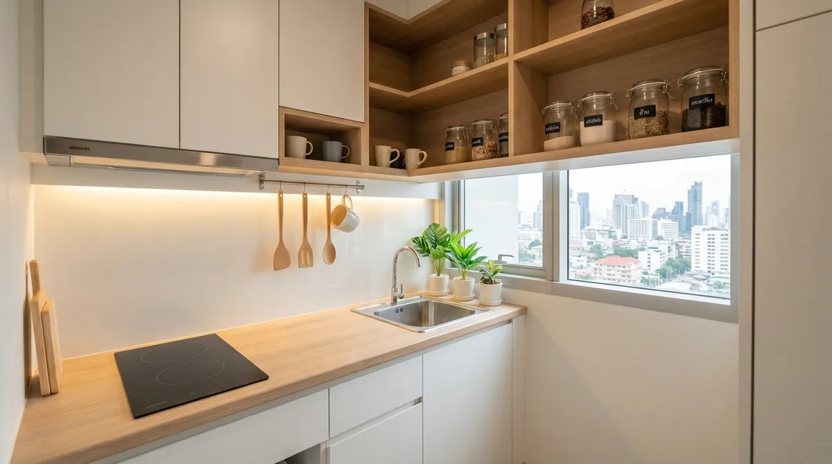Organized condo kitchen corner