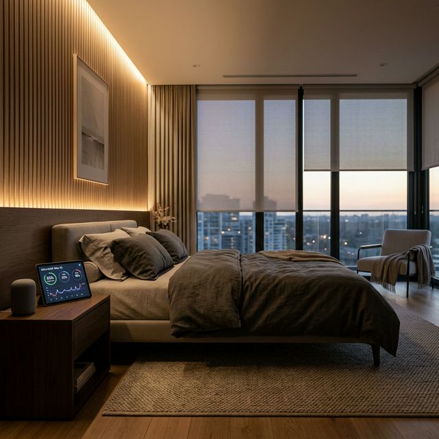 Smart bedroom with sleep tracking mattress