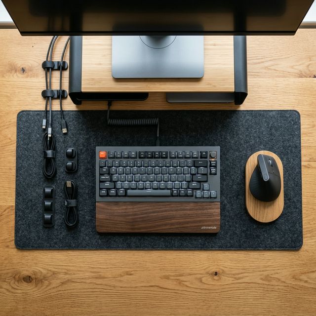Must-have ergonomic accessories — keyboard, mouse, monitor stand