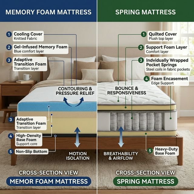 Memory Foam vs Spring Mattress — Which Sleeps Better? In-Depth Analysis